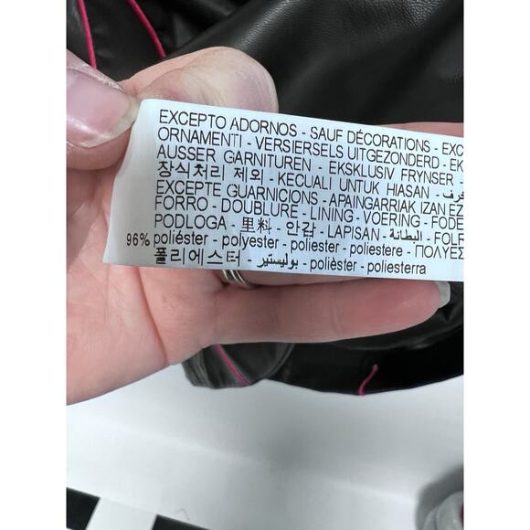 Zara Woman Faux leather Corset Mini dress Black Pink Trim Small Gothic Clubwear - Picture 9 of 11